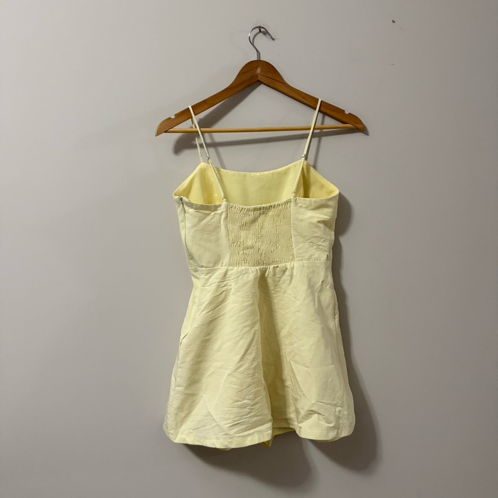 3/$20⚡️ Zara Pale Yellow Mini Dress Romper Sleeveless Square Neck Summer - Picture 10 of 14